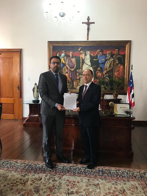 Visita ao governador interino, des. Joaquim Figueiredo; e ao presidente em exercício do TJMA, des. Lourival Serejo; com o presidente do TRE, des. Cleones Cunha