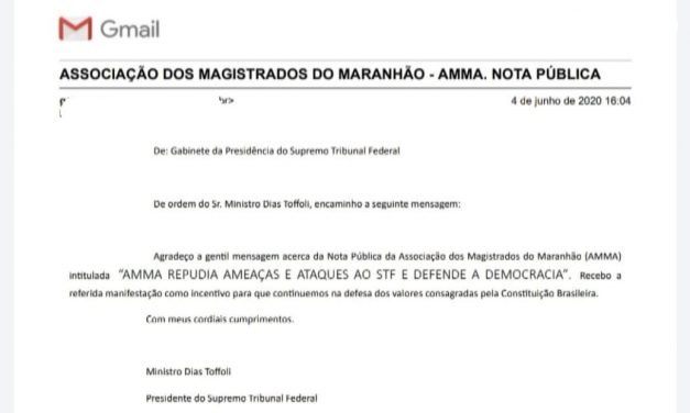 Presidente do STF agradece manifestação da AMMA em defesa da democracia