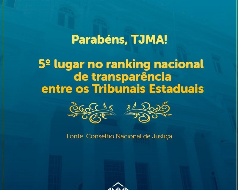 TJMA alcança a 5ª posição no Ranking  de Transparência do CNJ entre os Tribunais Estaduais